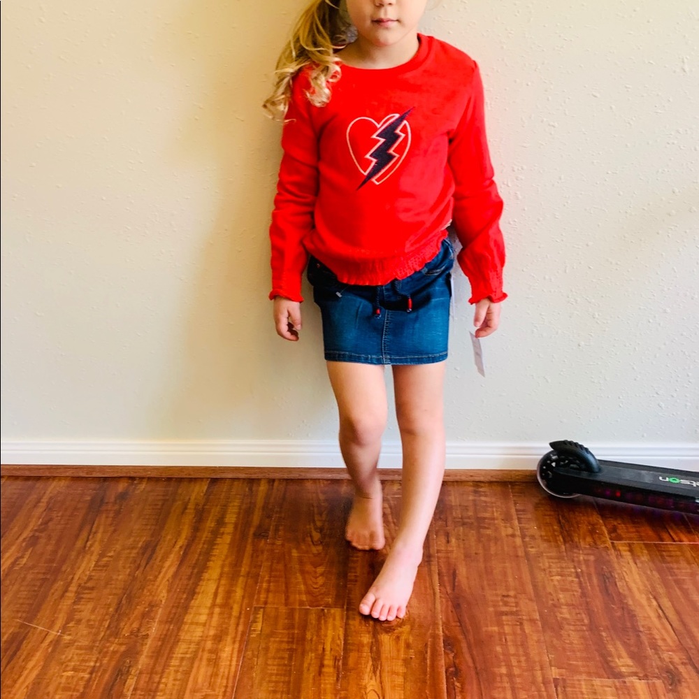 Hudson Kids 3 Piece Set Red Navy Skirt Leggings & Sweatshirt Size 4 T NWT